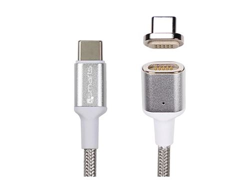 Câble USB-C vers USB-C Magnétique 4smarts GravityCord Ultimate - 1.8m - Argenté