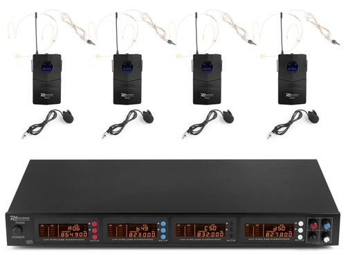 Power Dynamics Pd504B - Set Micro Sans Fil Uhf, 4 Émetteurs De Poche, Livré Dans Une Valise En Aluminium