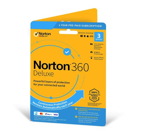 Norton 360 Deluxe 2020 3 Devices 1 Year Includes Secure VPN and Password Manager PCs, Mac, smartphones and tablets Activation Code by Post