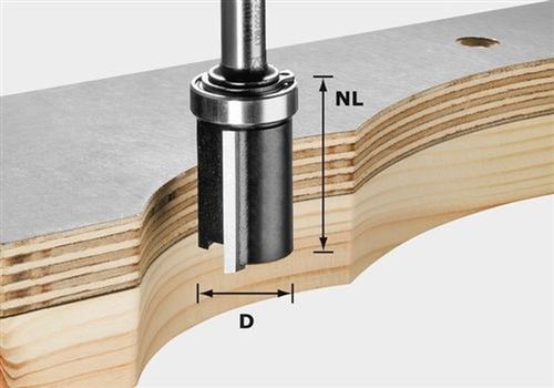 Fraise à Affleurer Hw avec Queue De 8Mm Festool Hw S8 D19/Nl25 - 491028