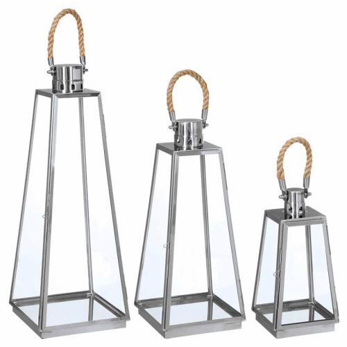 Paris prix - lot de 3 lanternes exterieur 'vérone' 73cm inox & verre
