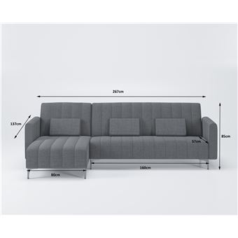 Canapé Dangle Convertible Milano 267cmgris