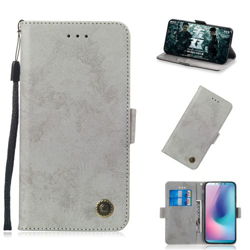 Etui en PU style rétro gris pour votre Samsung Galaxy A6s