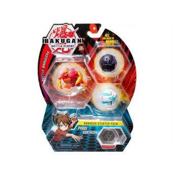Pour bakugan - pack de demarrage pyrus gorthion : 3 boules (rouge noir blanche) - battle planet - 1