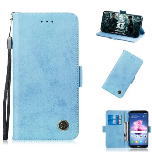 Etui en PU style rétro bleu clair pour votre Huawei Y5 (2018)/Y5 Prime (2018)/Honor 7s/Play 7