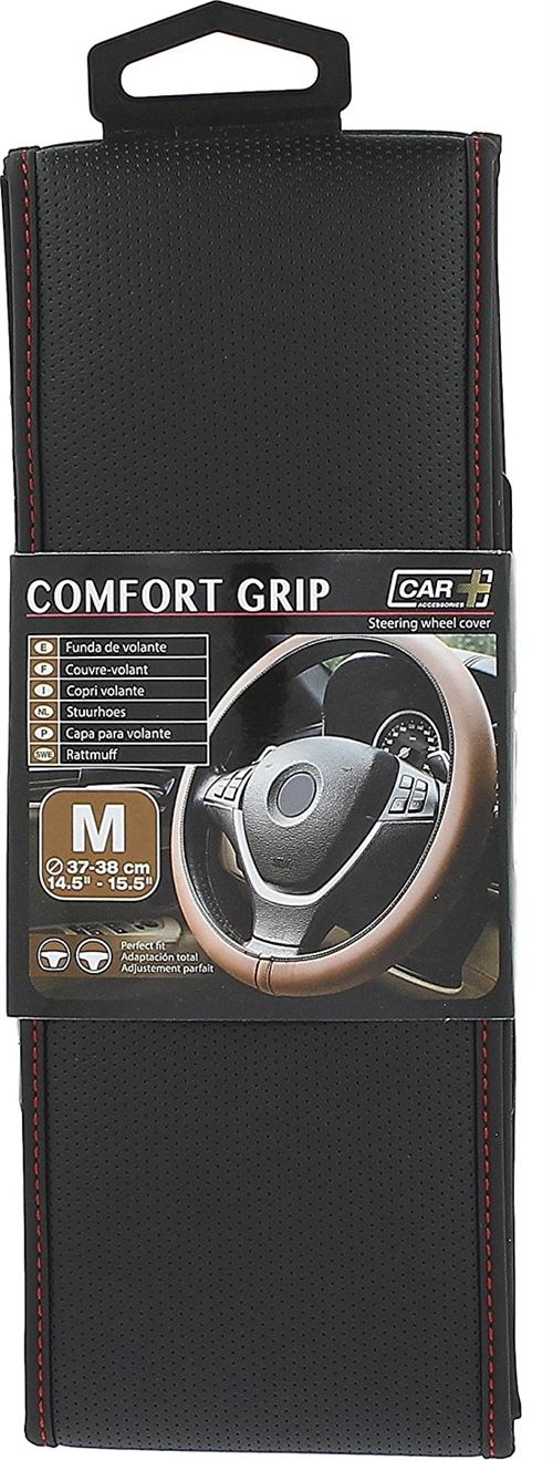 Car Plus Housse de guidon Comfort Grip Vent uni cuir synthétique noir 37-38 cm