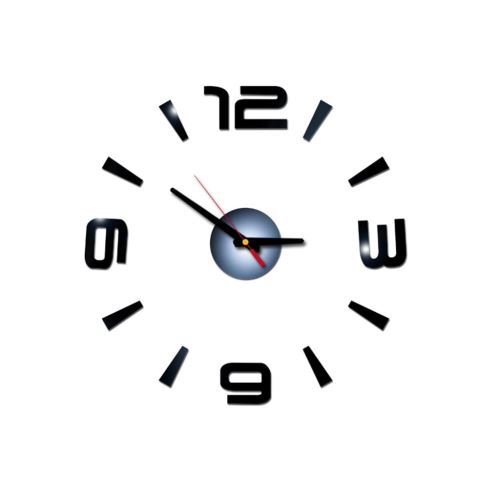Nombres 3D Diy Romain Mur Acrylique Miroir Autocollant Horloge Décoration Intérieure Stickers Mural Noir PL644