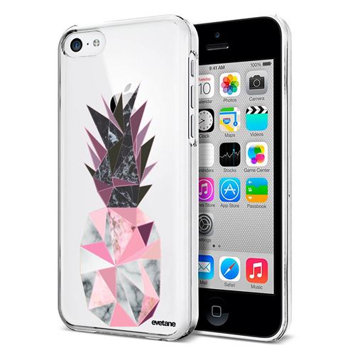 Coque pour iPhone 5C souple transparente Ananas geometrique marbre Motif Ecriture Tendance [Evetane®]