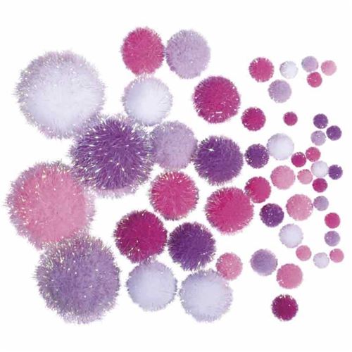 50 pompons métalliques Ø 7-38 mm - rose - Rayher