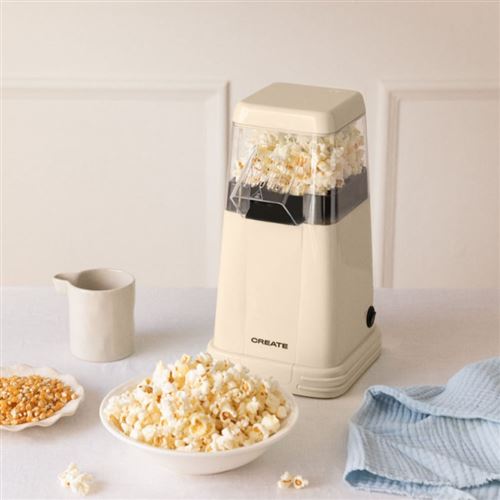 Non Communiqué Beige Popcorn Maker Retro - Machine À Pop-Corn Électrique - Blanc Cassé