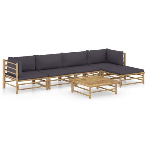 Non Communiqué Gris Salon De Jardin Modulable Vidaxl Bambou 3 Pieces 5 Personnes