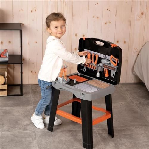Établi Bricolage Smoby Black+Decker - 75 Accessoires, 7 Outils, Construction Véhicule, à Partir De 3 Ans