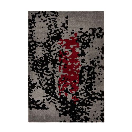 Tapis Tissé Imprimé "Naila" Noir & Rouge 120 x 170 cm