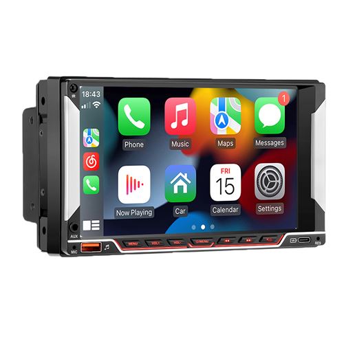 Autoradio Gearelec 7 pouces avec Carplay Android Auto WiFi GPS Navigation RDS FM USB AUX + Typec Port Charge