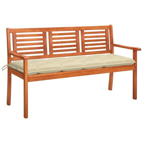 VIDAXL  Banc De Jardin 3 Places Avec Coussin, 150 Cm, Bois D'eucalyptus