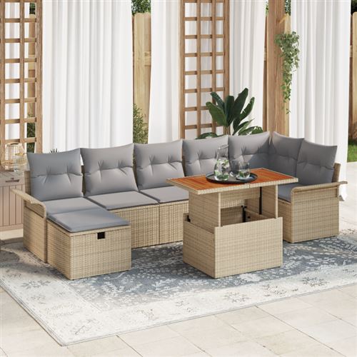 Non Communiqué Beige Ensemble De Canapés De Jardin 8 Pièces Avec Coussins Poly Rotin