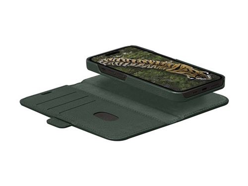 dbramante1928 New York - Étui à rabat pour téléphone portable - cuir pleine fleur de vachette - sempervirent - pour Apple iPhone 15 Plus