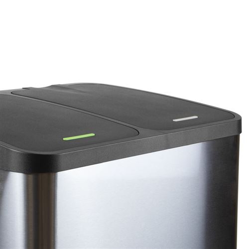 (1 Unite) Poubelle extérieure à 2 compartiments de 15 litres, acier inoxydable