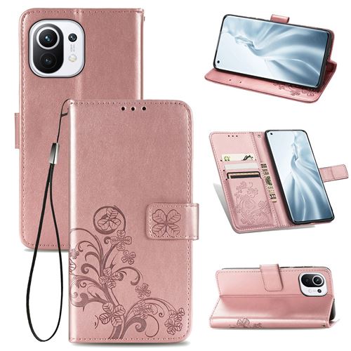 MPFRANCE Housse pour Xiaomi Mi 11 5G Or Rose [Fleur de Lys]