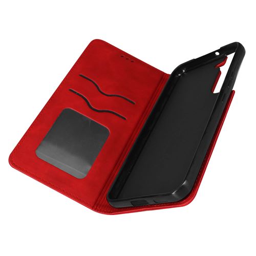 Avizar Etui Folio pour Samsung Galaxy S22 Plus Porte Carte Simili Cuir Daim Avizar rouge