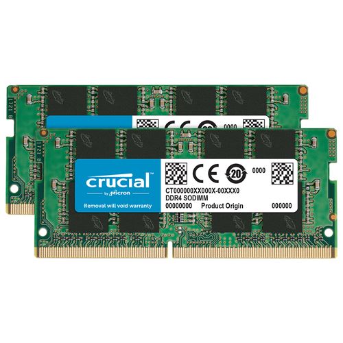 Crucial - Ddr4 - Kit - 32 Go: 2 X 16 Go - So Dimm 260 Broches - 3200 Mhz / Pc4-25600 - Cl22 - 1.2 V - Mémoire Sans Tampon - Non Ecc