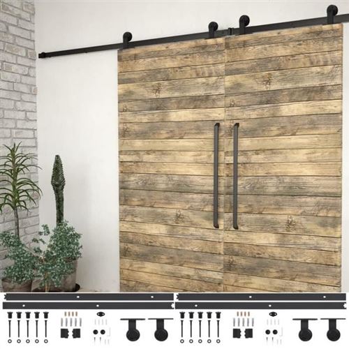 Vidaxl - Kit Di Binari Per Porte Scorrevoli 2 Pz 183 Cm In Acciaio Nero