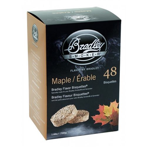 Pack 48 Bisquettes de fumage Bradley Smoker - Érable
