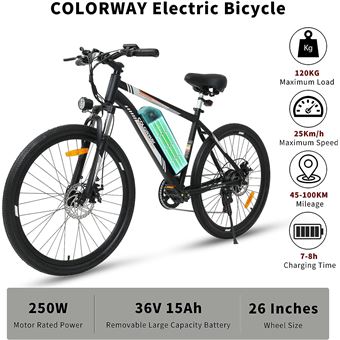 300€ sur COLORWAY Vélo électrique pour Adultes, vélo de Montagne 26″, EBike  avec Batterie Amovible 36V 15Ah, écran LCD, Frein à Disque Double ebike  Blanc - Vélo électrique - Achat & prix
