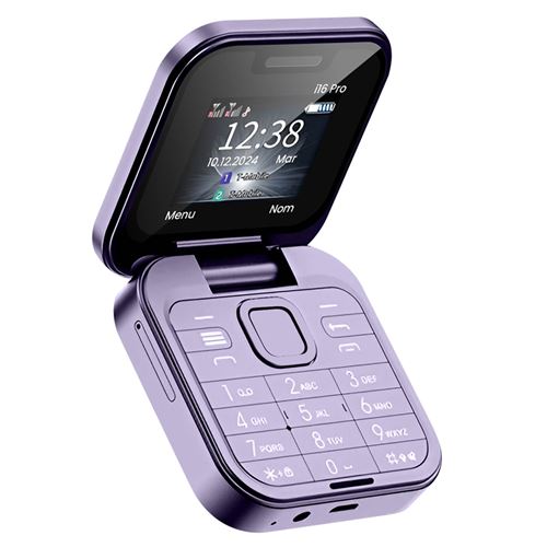 Téléphone Portable Pliable avec Double SIM Radio FM Batterie 1000mAh Avizar Violet