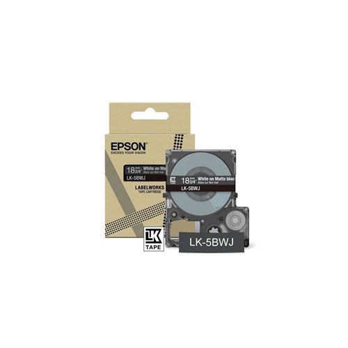 Epson LabelWorks LK-5BWJ - Blanc sur noir mat - rouleau (1,8 cm x 8 m) 1 cassette(s) boîte de suspension - cartouche de bande - pour LabelWorks LW-C410, LW-C610