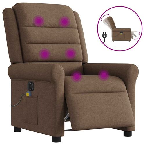 vidaXL Fauteuil de massage, relaxation électrique réglable tissu marron