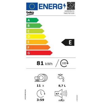Beko KDIS28122 - Lave-vaisselle - intégrable - Niche - largeur : 45 cm - profondeur : 56 cm - hauteur : 82 cm