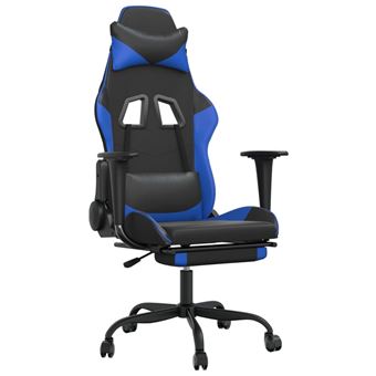 Chaise gaming avec repose-pied Noir et bleu SimilicuirChaise Gamer Siège Gaming Fauteuil Gamer - 1
