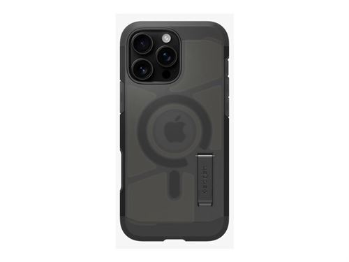 Spigen Tough Armor T AI MagFit - Coque de protection pour téléphone portable - compatibilité avec MagSafe - polyuréthanne thermoplastique (TPU), polycarbonate (PC), mousse à impact - noir givré - pour Apple iPhone 16 Pro Max