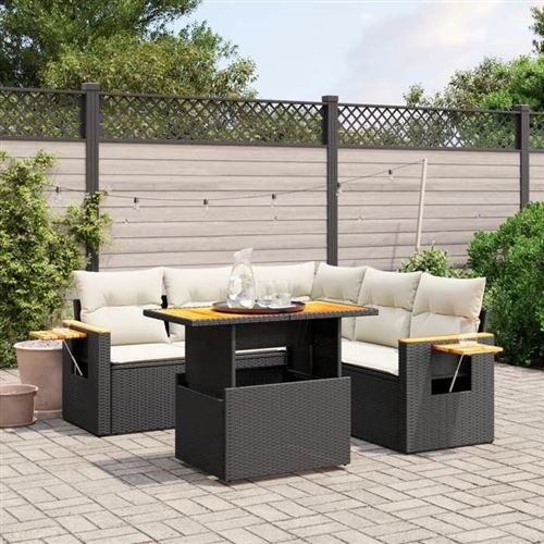 Non Communiqué Noir Vidaxl Salon De Jardin Avec Coussins 6 Pcs, Canapés De Terrasse, Ensemble De Meubles De Patio, Mobilier D'extérieur, 3273513