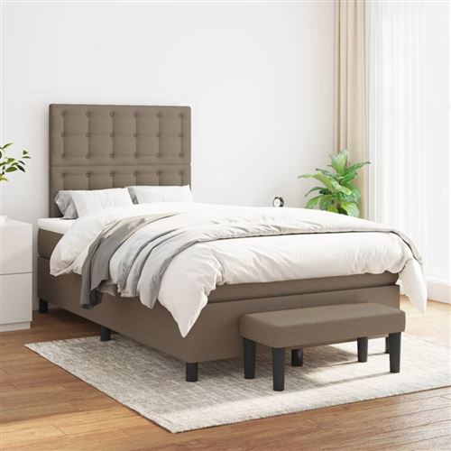 vidaXL Sommier à lattes de lit avec matelas Taupe 120x200 cm Tissu3136905