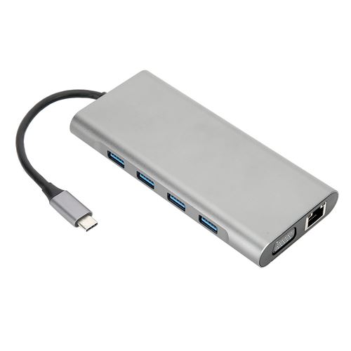 Adaptateur station d'accueil 11 en1 Type-C vers double HDMI gris