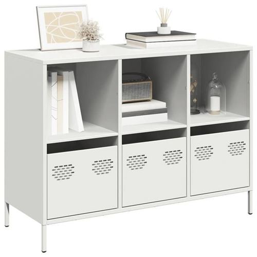 Non Communiqué Blanc Vidaxl Buffet 101,5X39x73,5 Cm Acier Laminé À Froid, Meuble De Rangement, Meuble De Rangement De Cuisine, Meuble De 851369