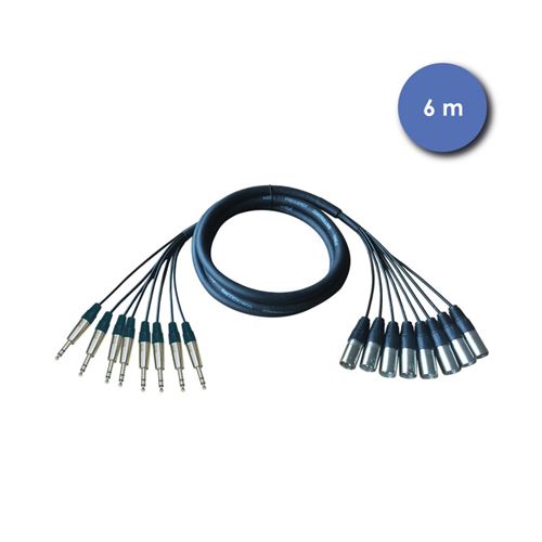 Power Acoustics Cab 2225 - Octopaires 6m - XLR 3 PIN Mâle - JACK STEREO Mâle