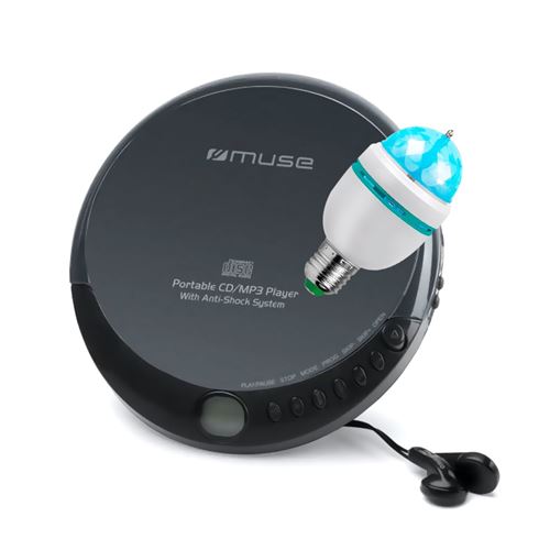 Lecteur CD/MP3 MUSE M 900 DM programmeable - Fonction anti-choc - Affichage LCD - CD 20, MP3 99 - Noir, Ampoule DIAMS LED