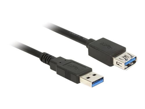 Delock - Rallonge de câble USB - USB type A (M) pour USB type A (F) - USB 3.0 - 1 m - noir