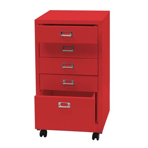 Mendler Rouge Caisson De Bureau 5 Tiroirs - Image 2