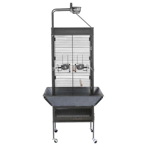 Cage à oiseaux Avec châssis + 4 roulettes en acier 65.5*65.5*156cm-noir