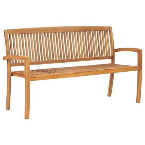 Vidaxl Banc 3 Places Empilable De Jardin 159 Cm Bois De Teck Solide - Image 3