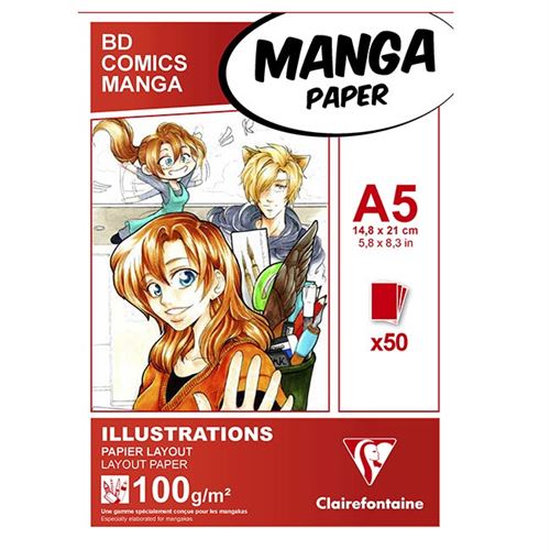 Bloc Papier Manga Illustration - A5 - 50 Feuilles - Clairefontaine