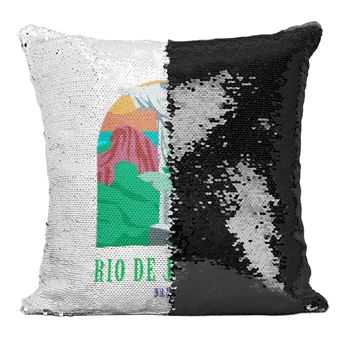 Fabulous Coussin avec Housse Sequin - Paillettes Noir Rio de Janeiro Brazil [40 x 40 cm] - 1