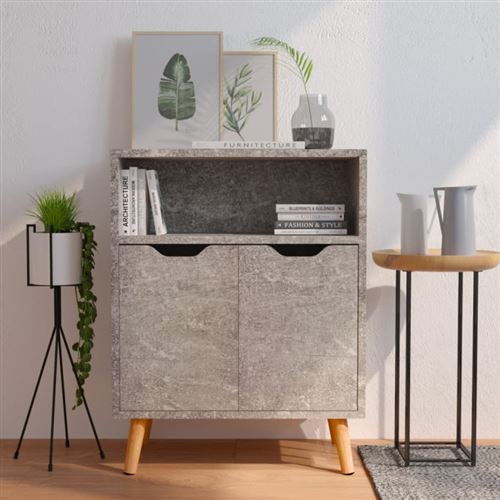 vidaXL Buffet Gris béton 60x30x72 cm Aggloméré