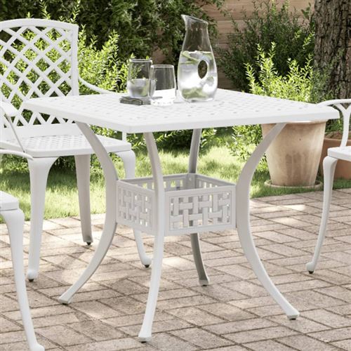 Non Communiqué Blanc Table De Jardin 80X80x75 Cm Aluminium Coulé