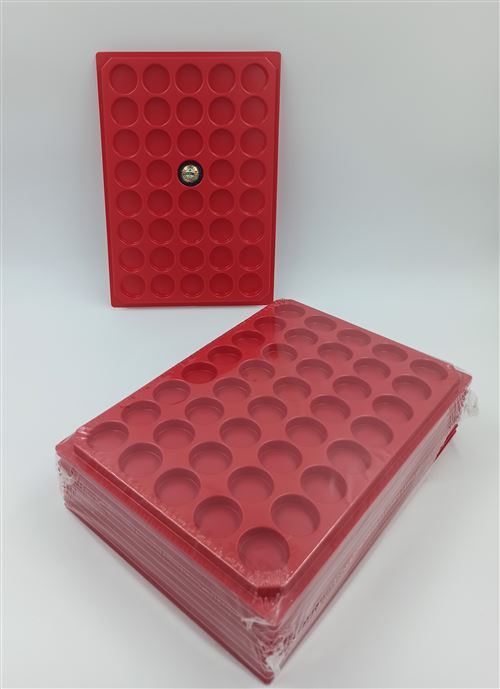 Box collecteurs plateaux plastique sans couvercle rouges 40 cases - lot de 50 pour capsules muselets
