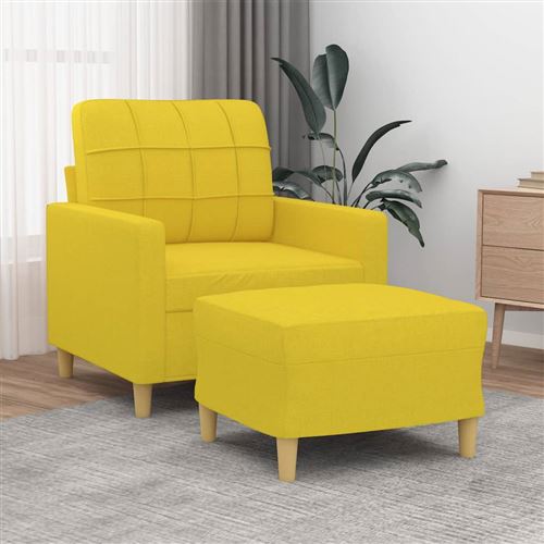 Fauteuil de salon VIDAXL avec repose-pieds 60 cm en tissu jaune clair - Image 3
